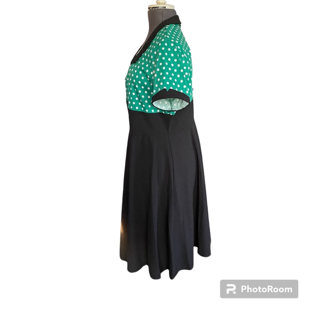 Audrey Hepburn Rockabilly Green Polka Dot Swing Dress Vintage Inspired 4XL - Picture 3 of 7